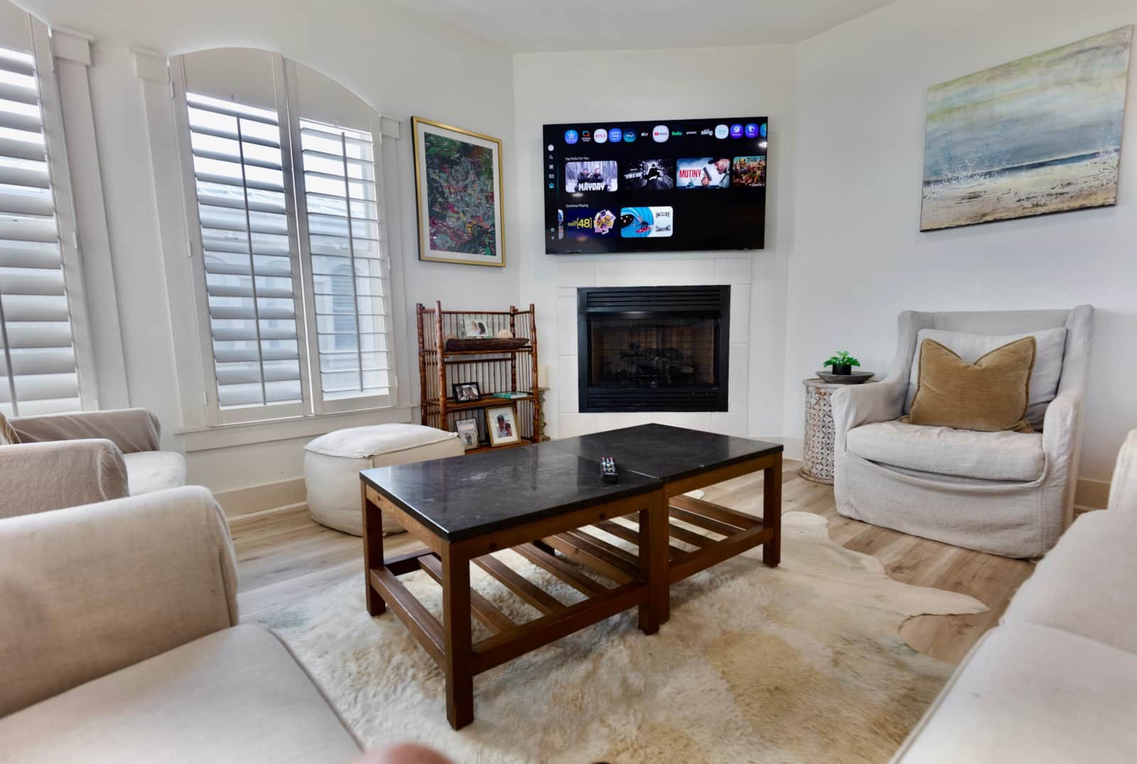 Living room with fireplace